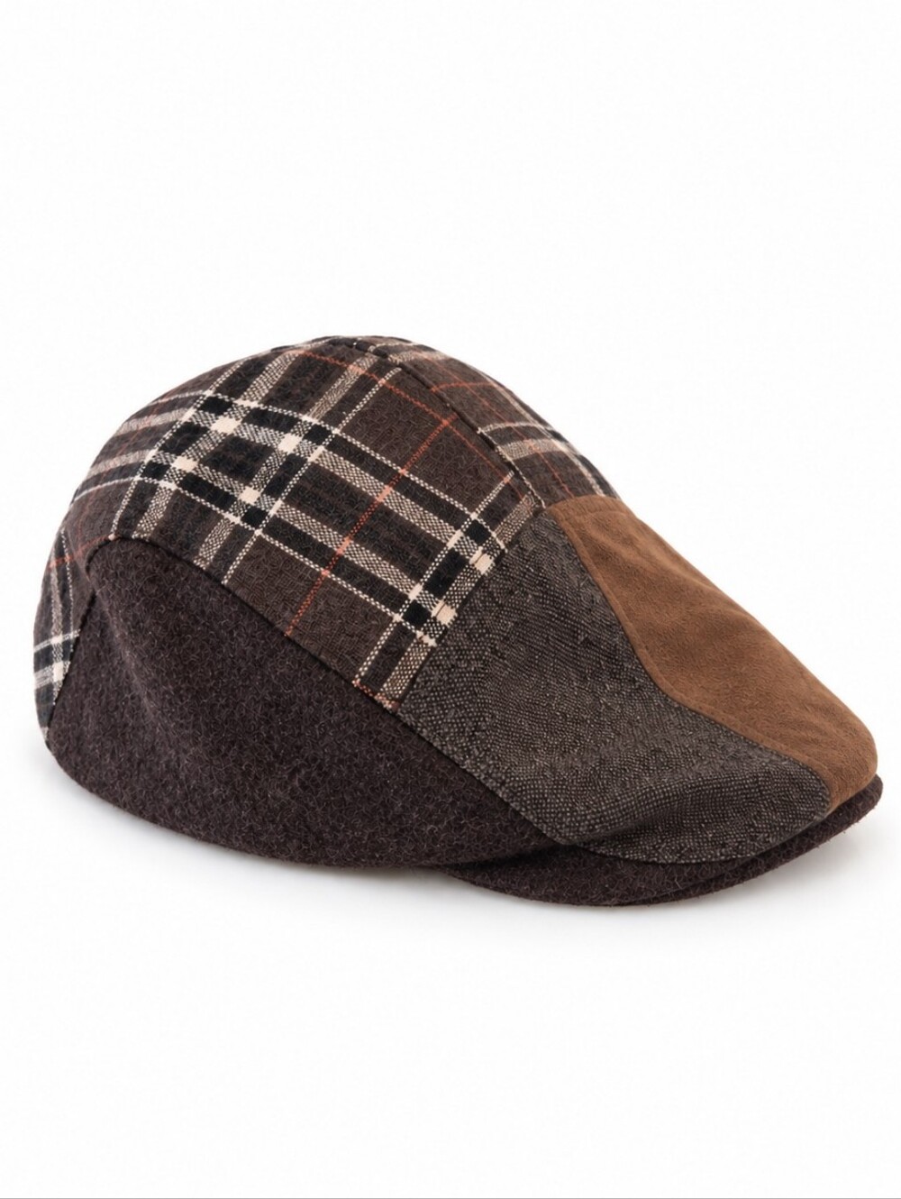 Dockers Men’s L/XL Brown Plaid Patchwork Wool Blend Ivy Flat Cap